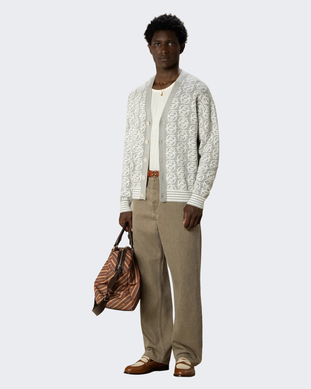 Herren D Mirror Monogram Knit Cardigan Grau
