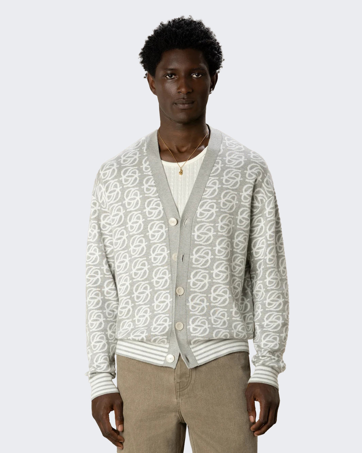 Herren D Mirror Monogram Knit Cardigan Grau