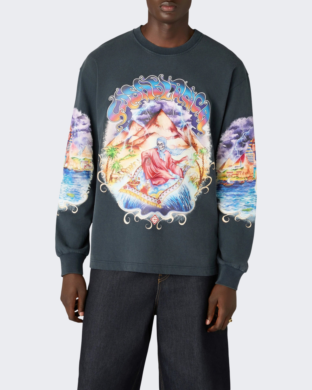Heren Eveil Ancestral Washed Long Sleeve Tee Eveil Ancestral Blauw