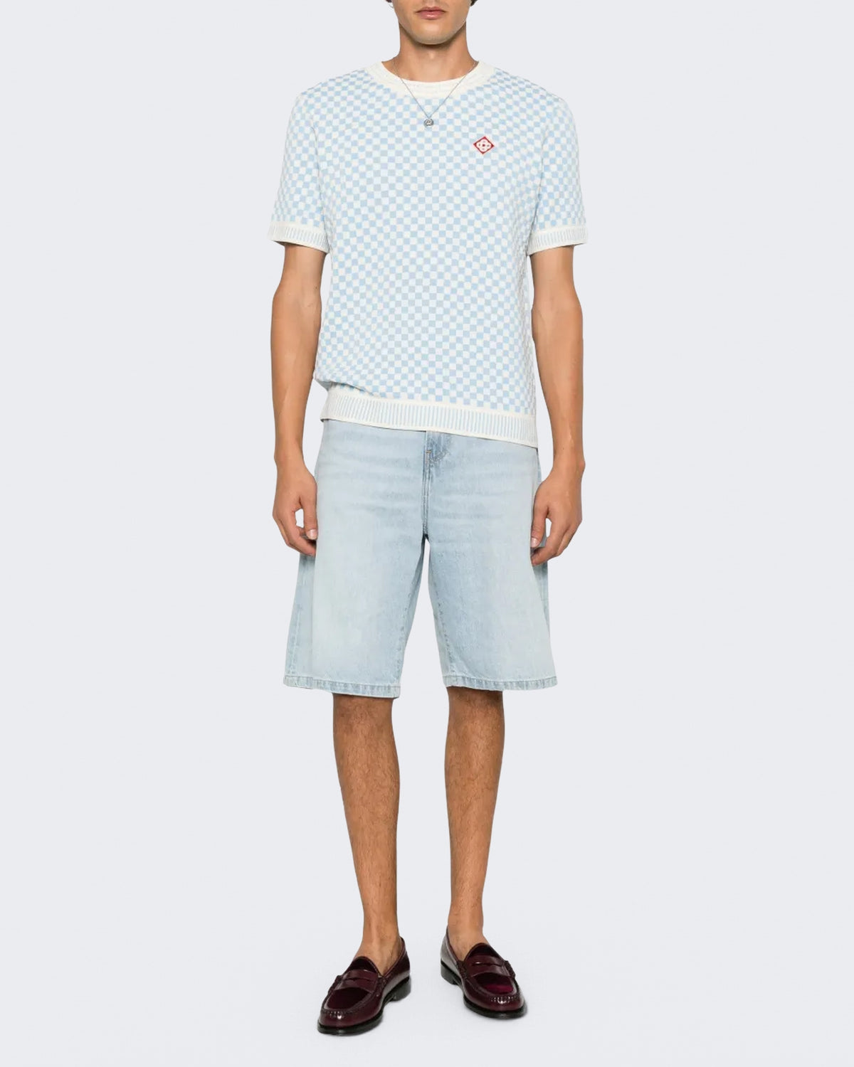 Heren Check Tee Blauw
