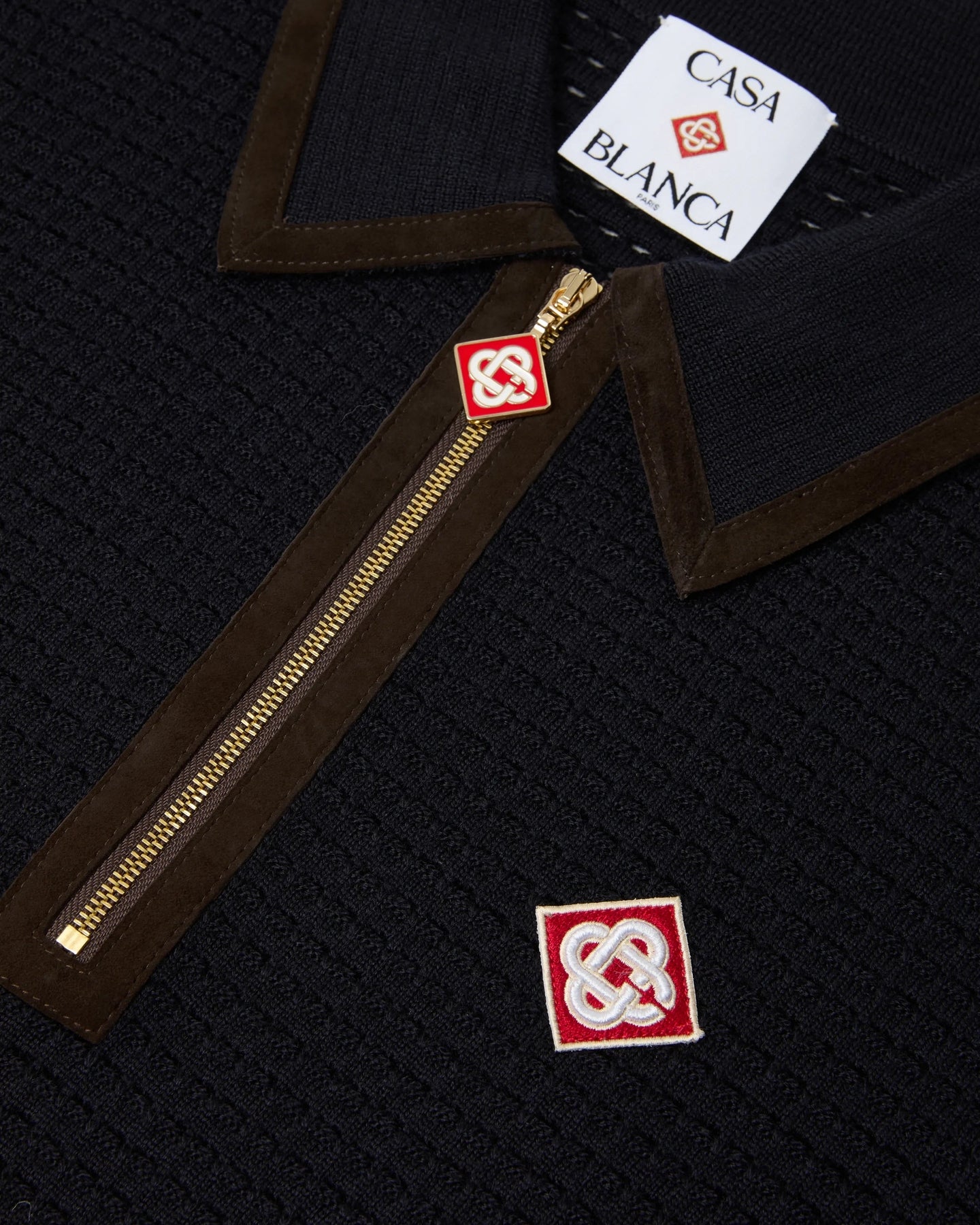 Heren Waffle Stitch Ls Polo Shirt Blauw