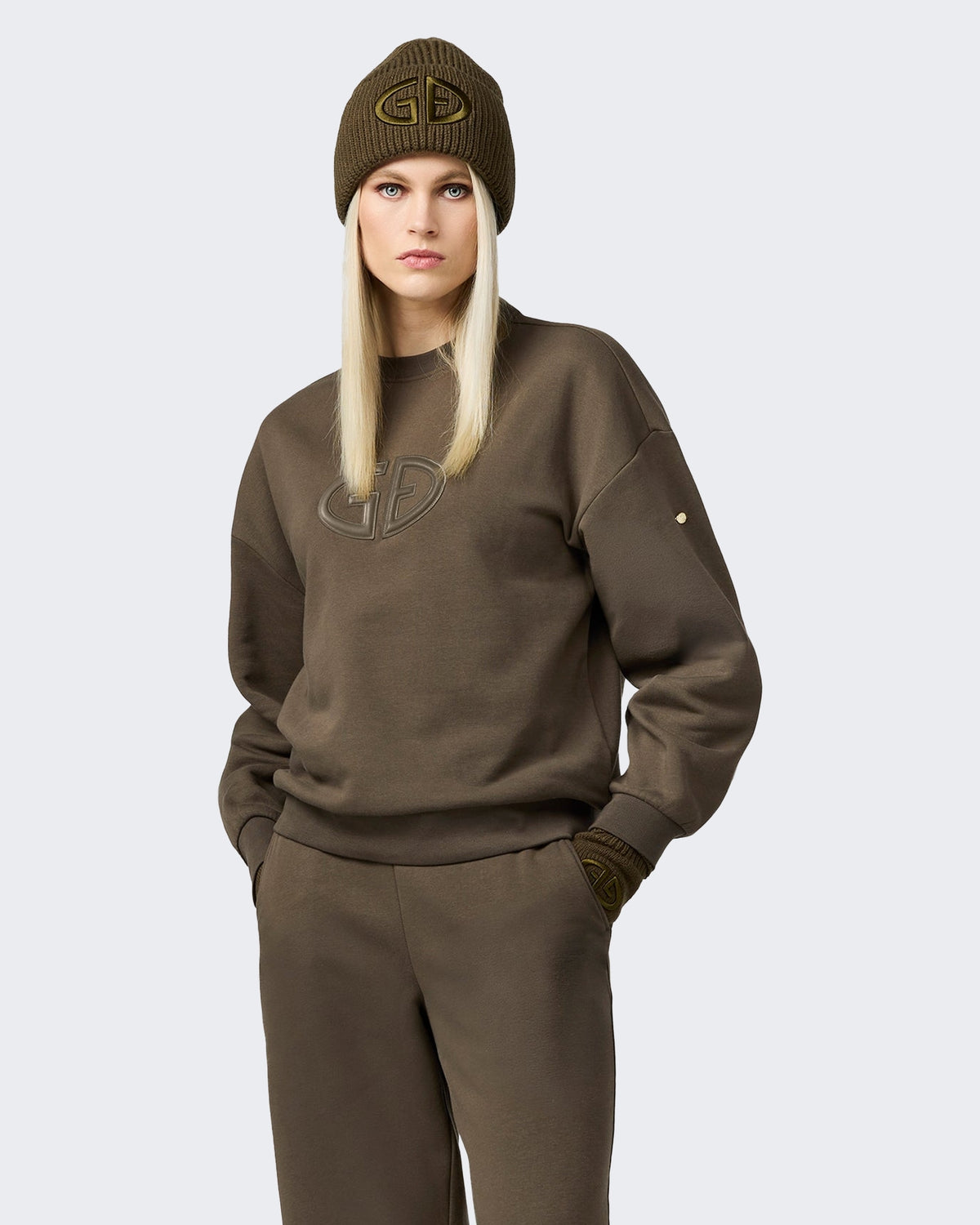 Damen Sweater met ronde hals army Grün