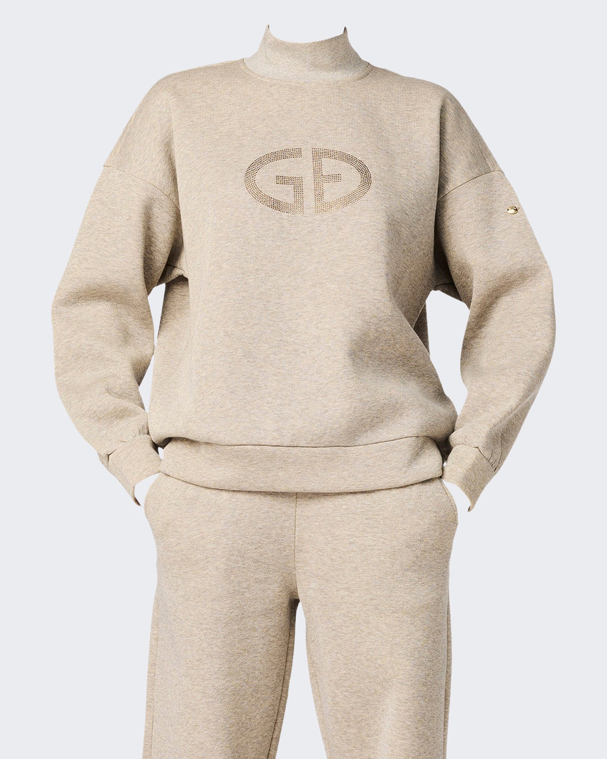 Damen Sweater met col lurex melange Silber