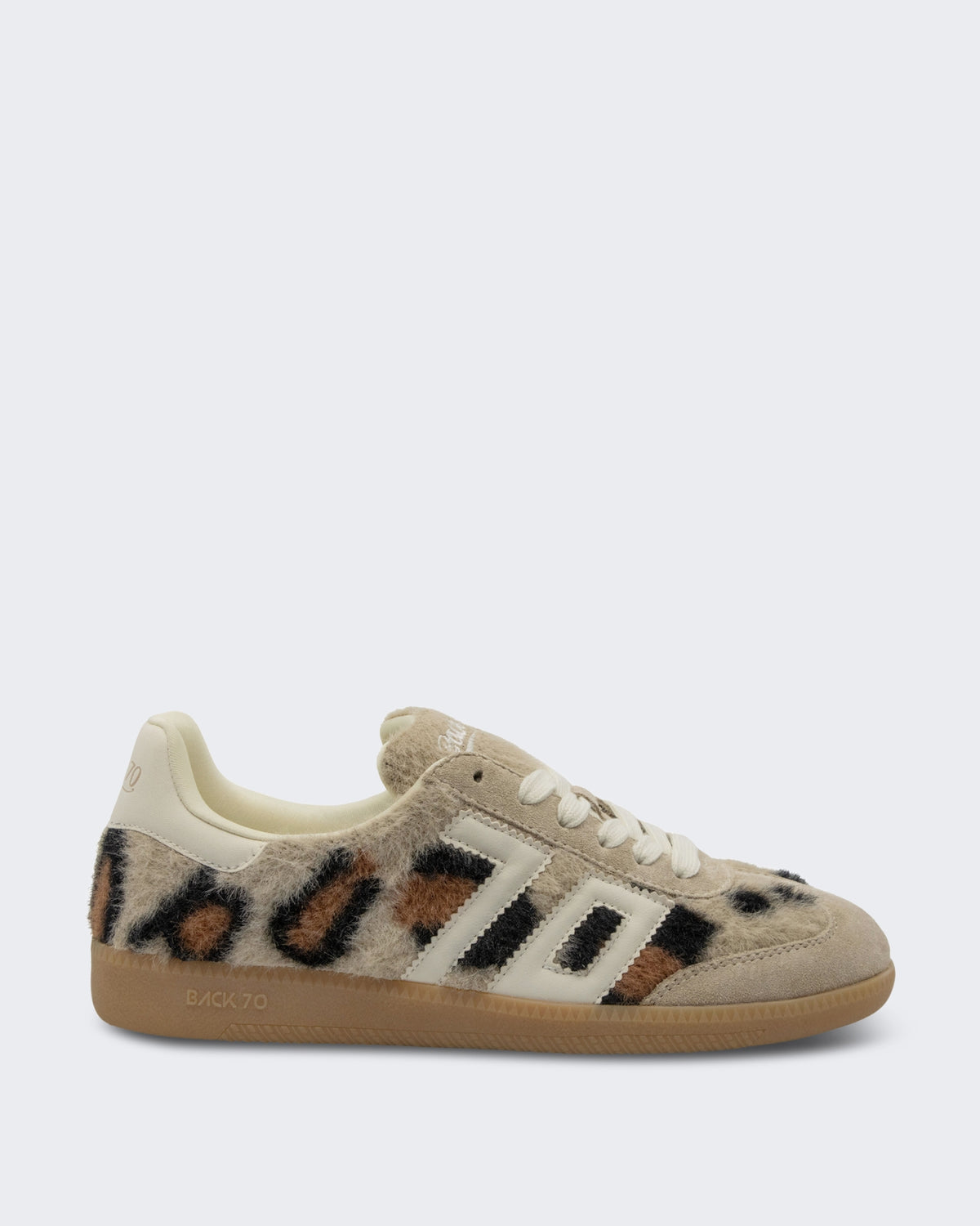 Dames Mohair sneaker met leopard print Kameel/Boter