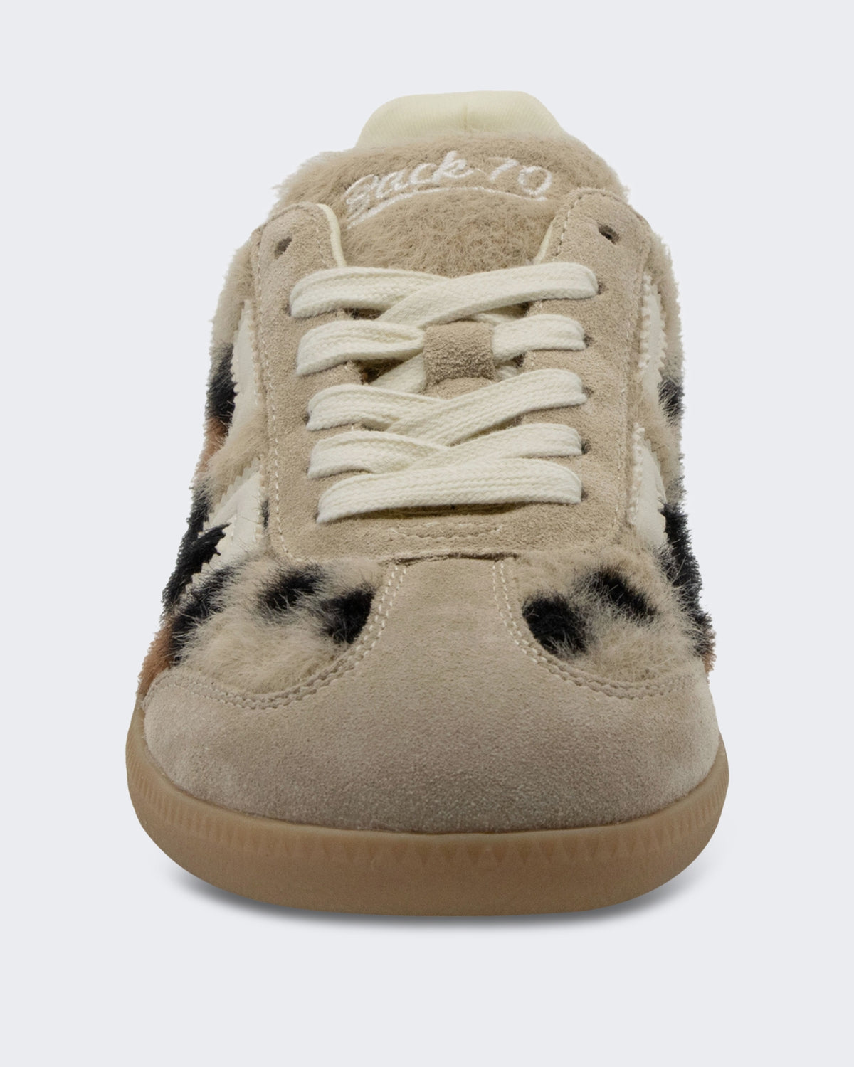 Dames Mohair sneaker met leopard print Kameel/Boter