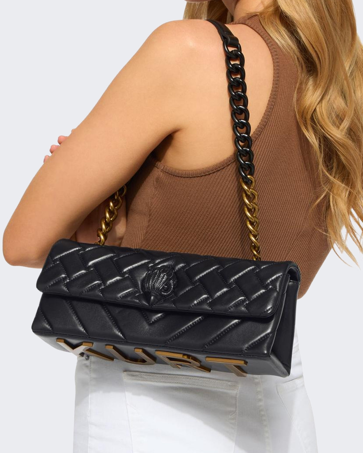 Damen 690-Kensington East West Kurt-Black-Leather Schwarz