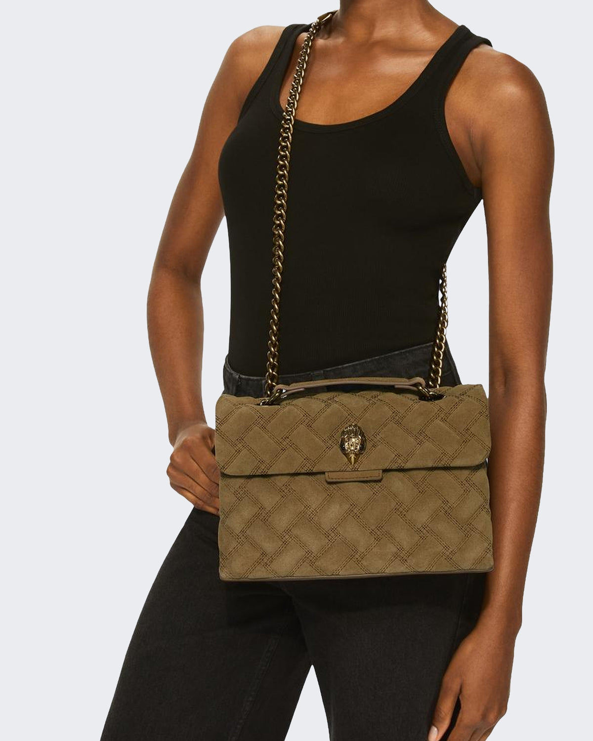 Damen 690-Leather Kensington Bag-Beige-Suede/Leather 33
