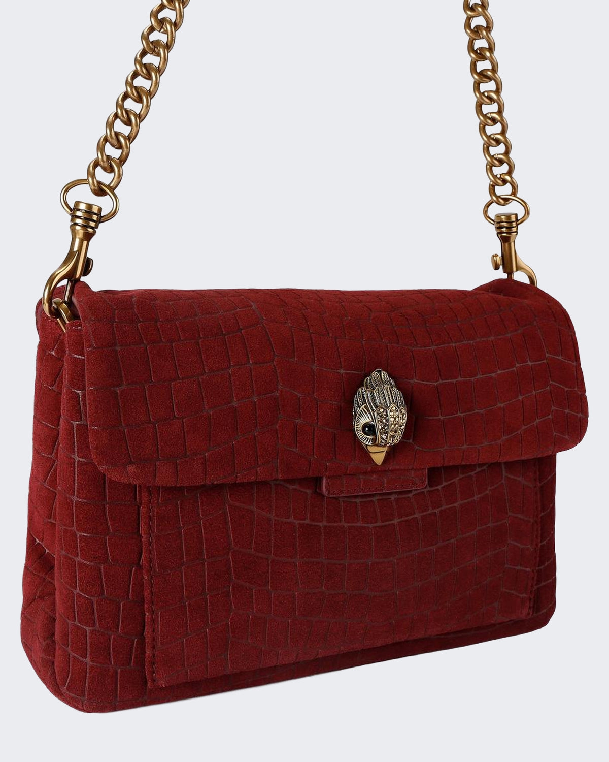 Dames 690-Celia Shoulder Bag-Rood-Suede/Croc Print 54