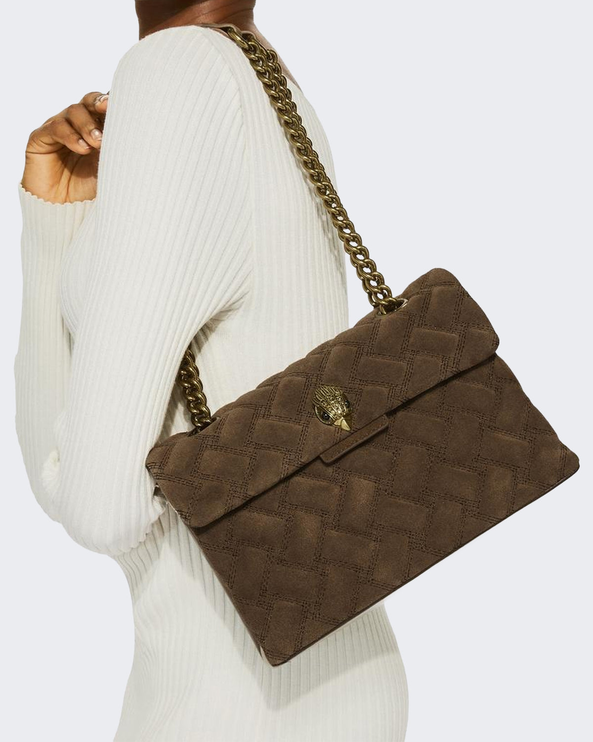 Damen 690-Leather Kensington Bag-Brown-Suede/Leather Braun