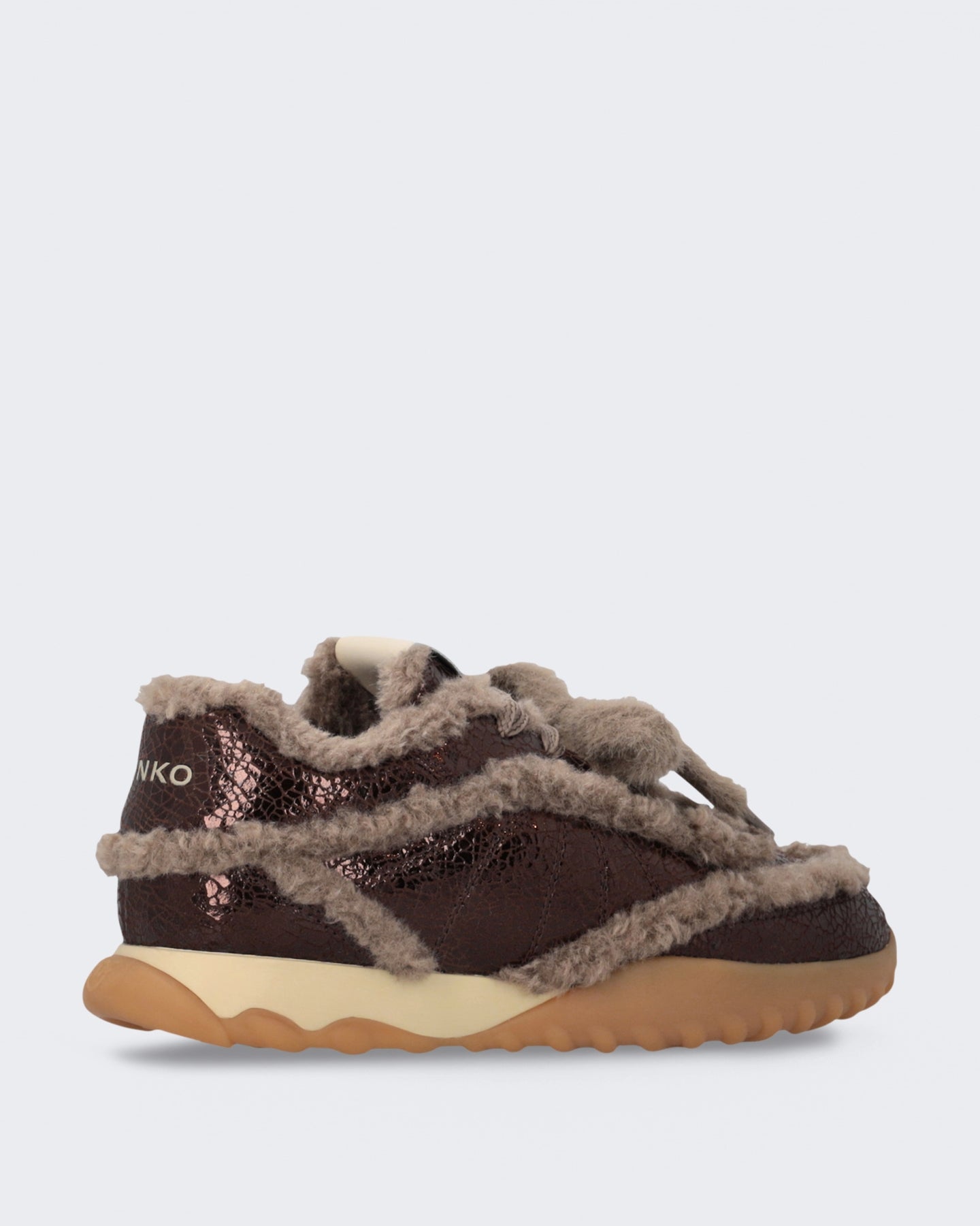 Damen Gea sneaker met craquelé en bont Braun