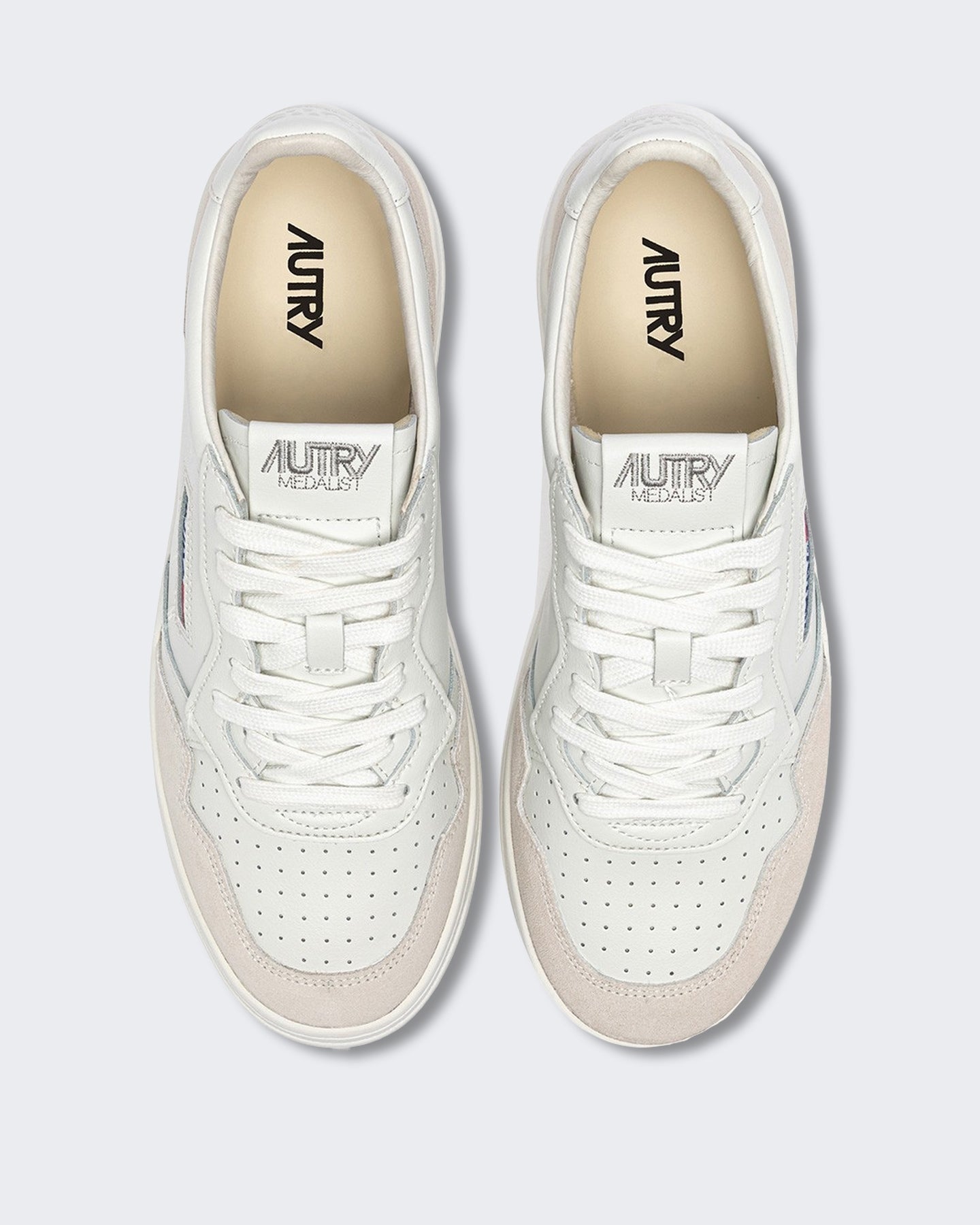 Dames Medalist Low sneakers leer suède Total White