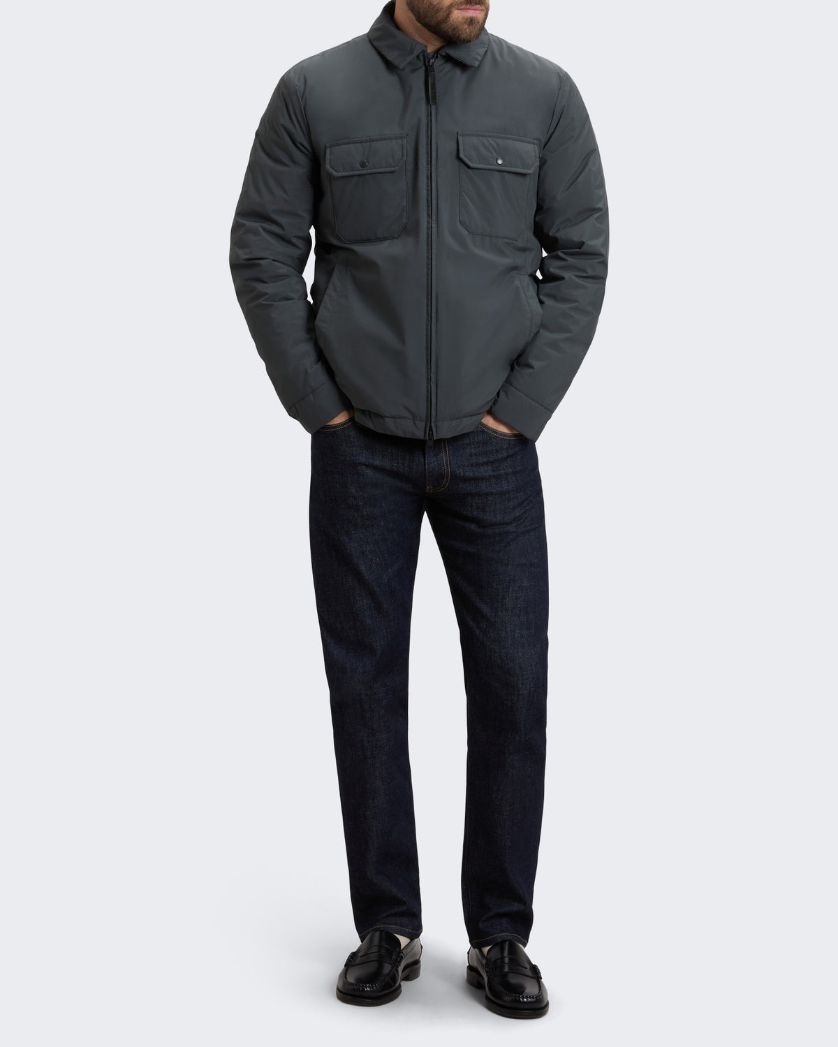 Herren Cloud overshirt met opzakken Grau