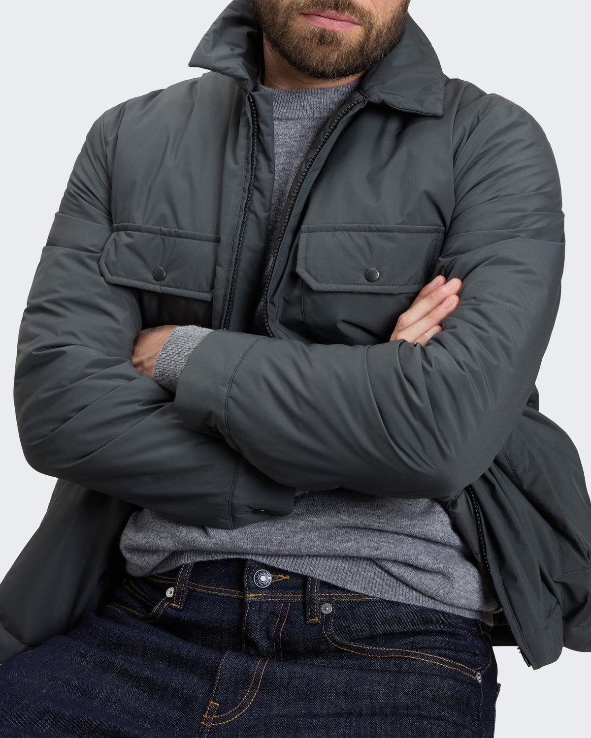 Herren Cloud overshirt met opzakken Grau
