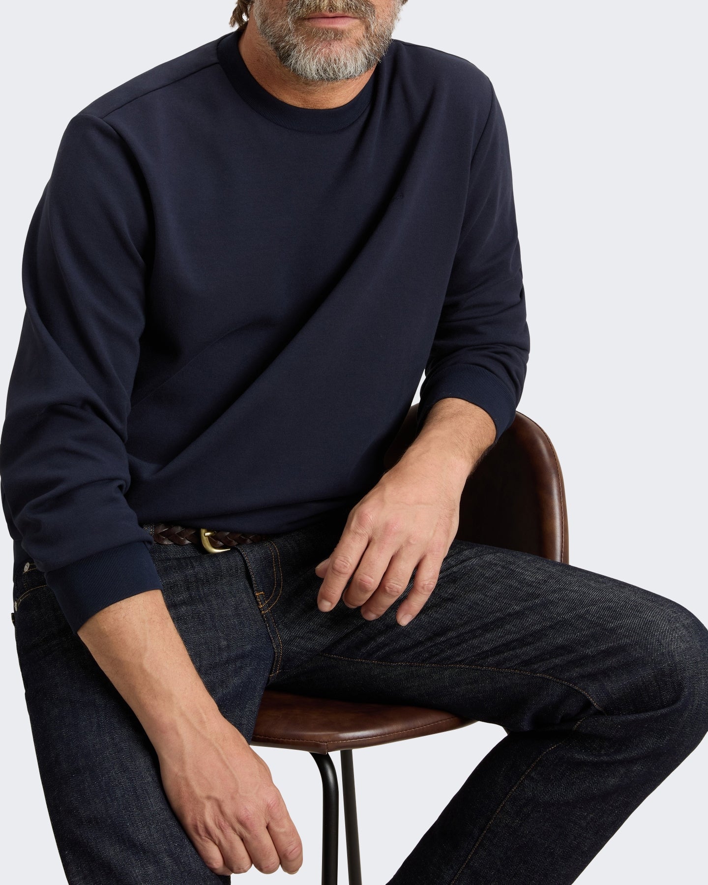 Heren Logo sweater met ronde hals Blauw