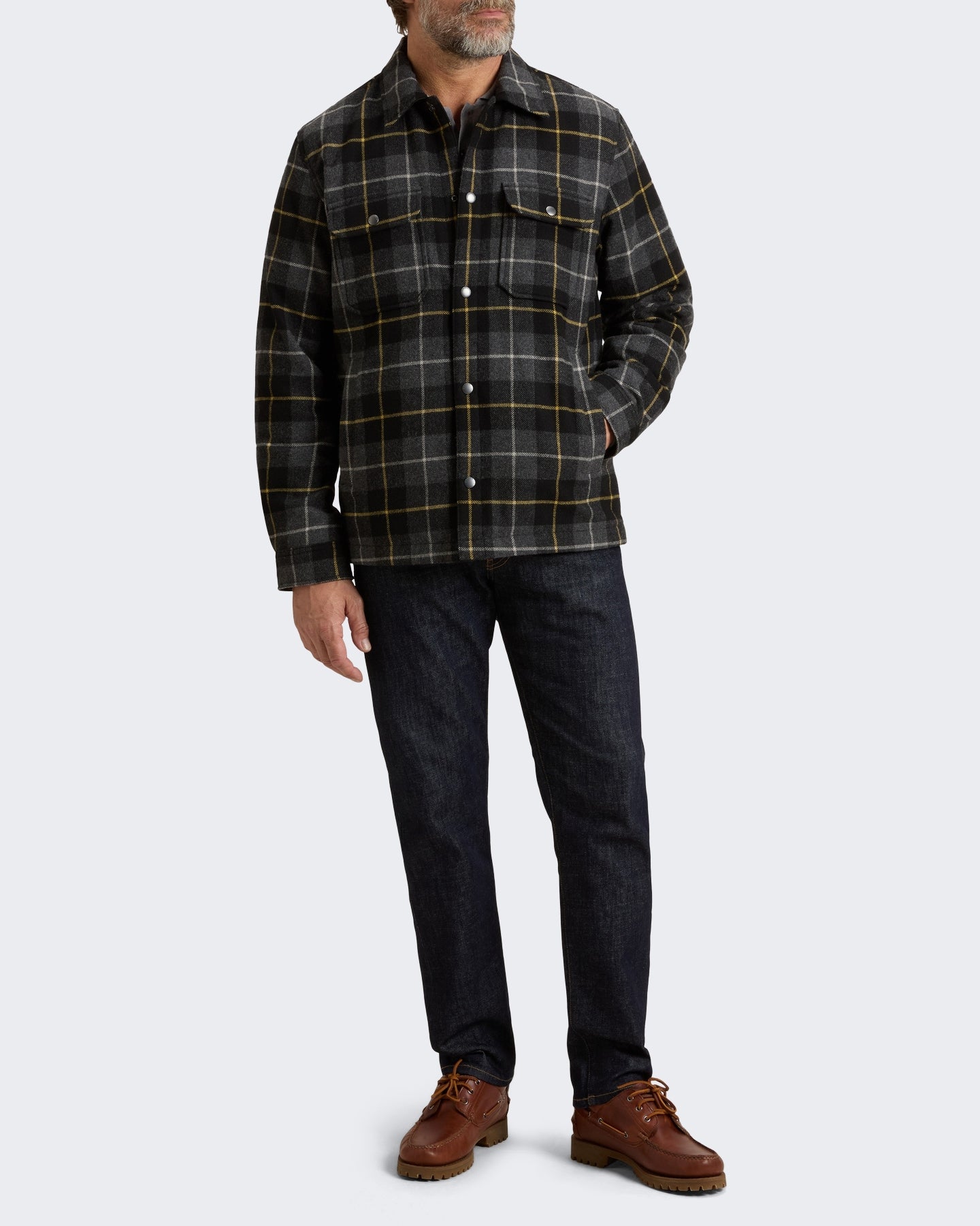 Heren Wool Alaskan shirt jacket met ruitmotief Zwart