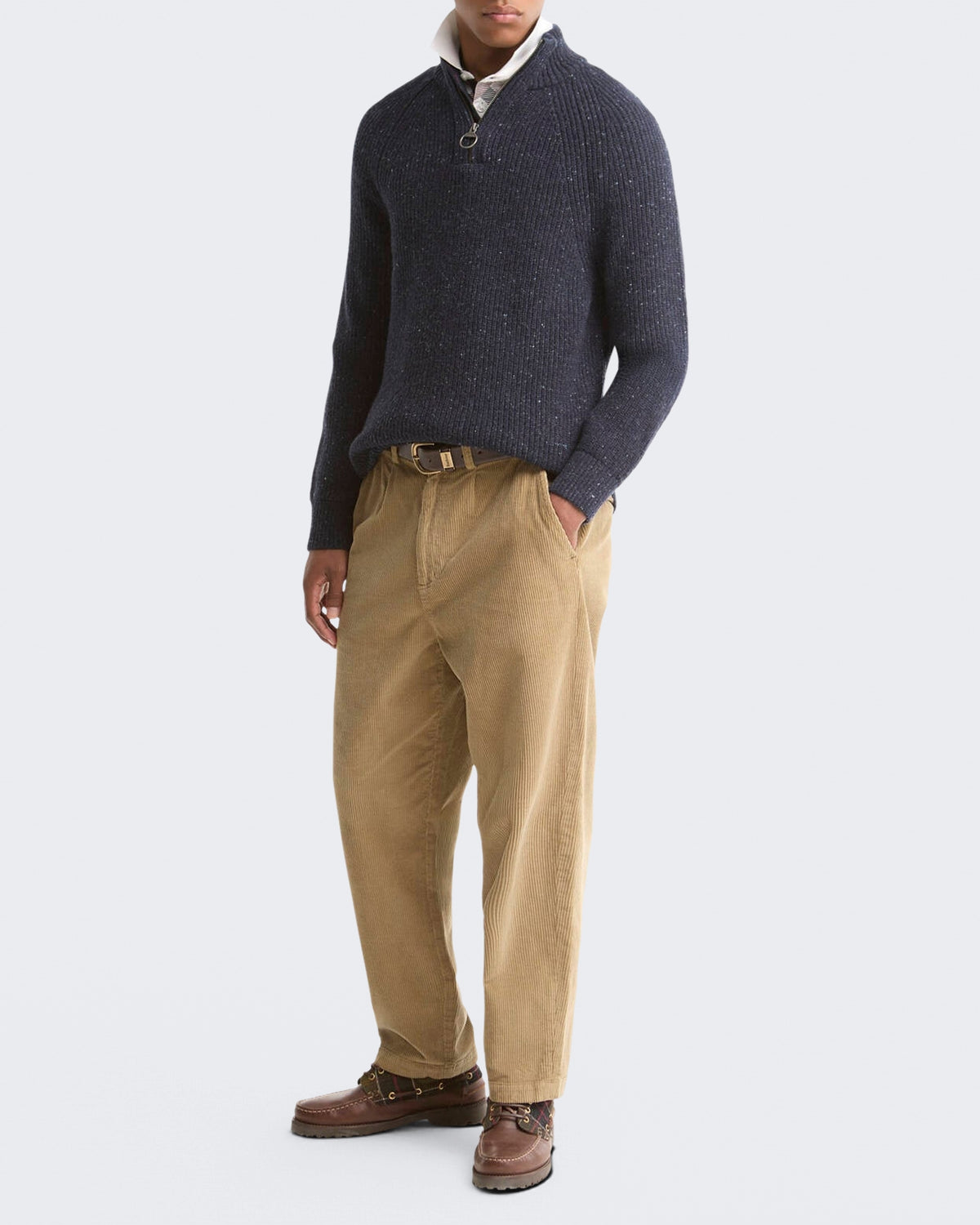 Herren Essentials gemêleerde Pullover met halve rits Blau