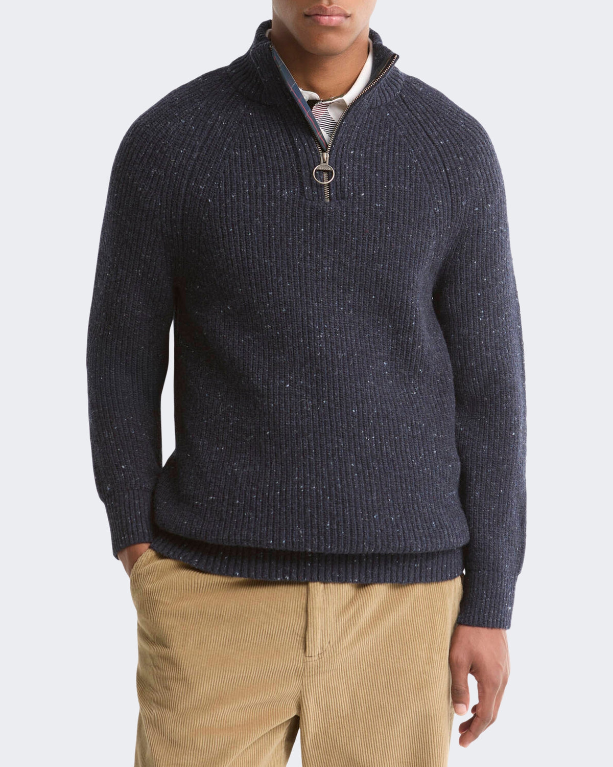 Herren Essentials gemêleerde Pullover met halve rits Blau