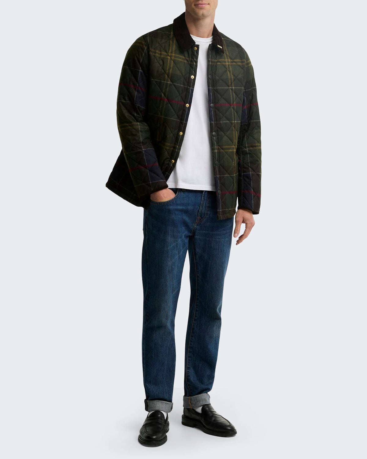 Heren Heritage Liddesdale gewatteerde jas met tartan Groen