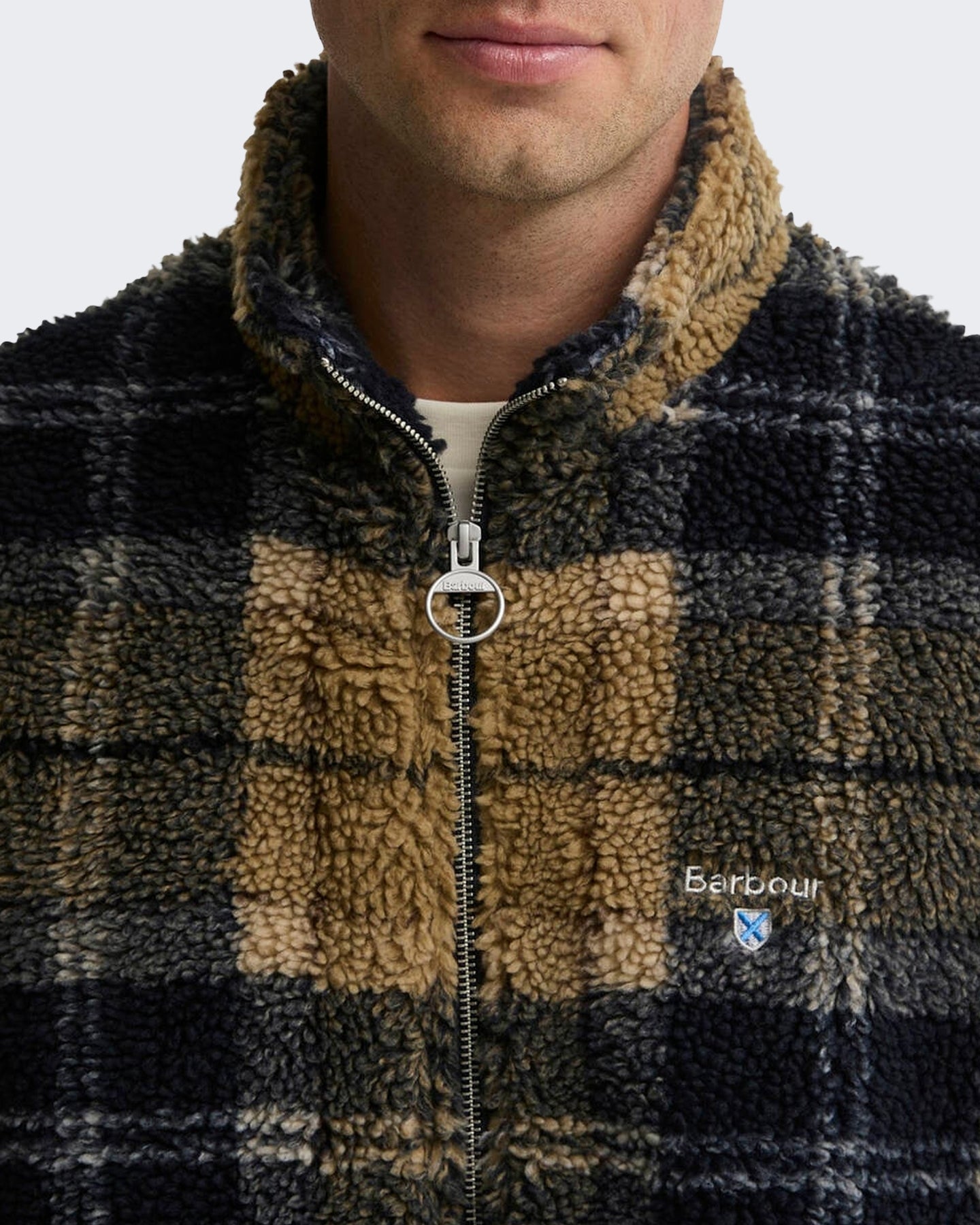 Herren Fleece sweater met rits en ruitmotief Grün