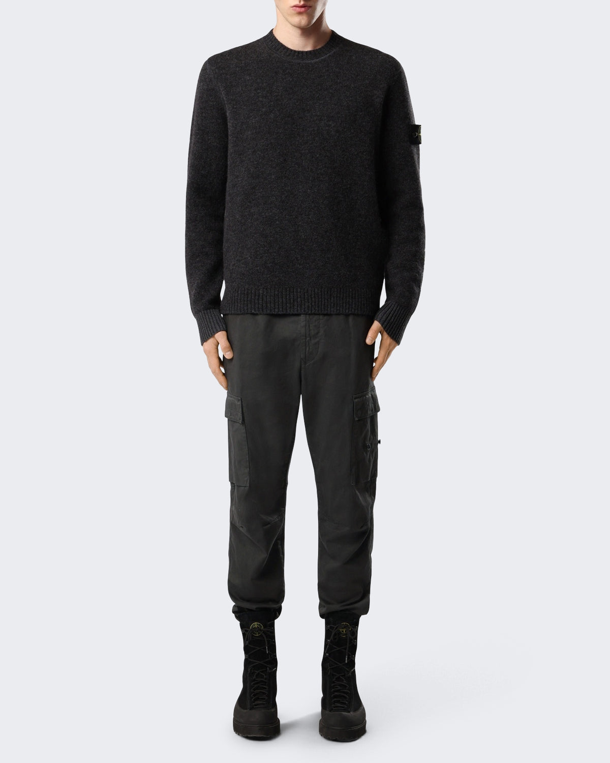 Herren Crew Neck-Lead Grey-V0m62 Grau