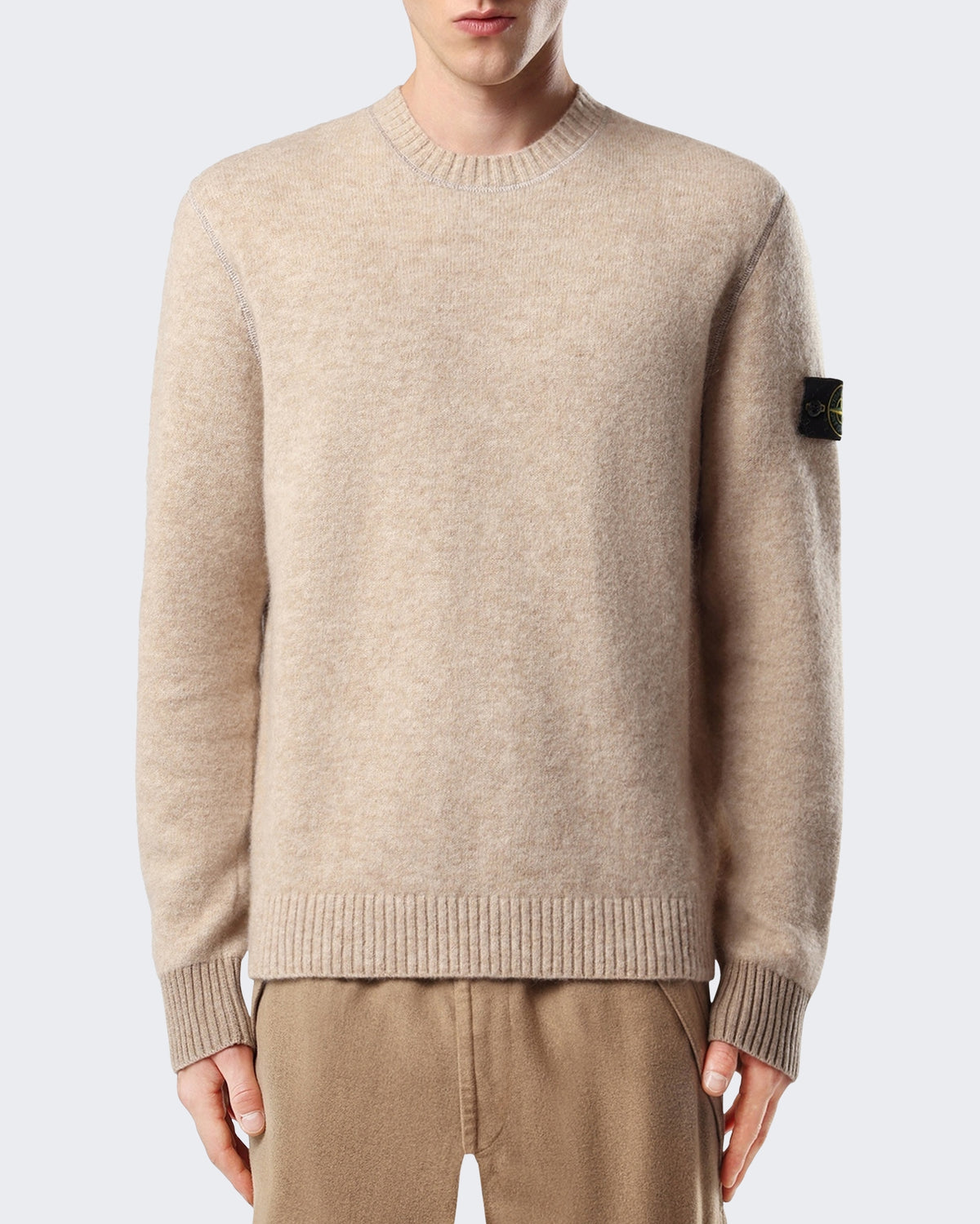 Heren Sweater met ronde hals Beige