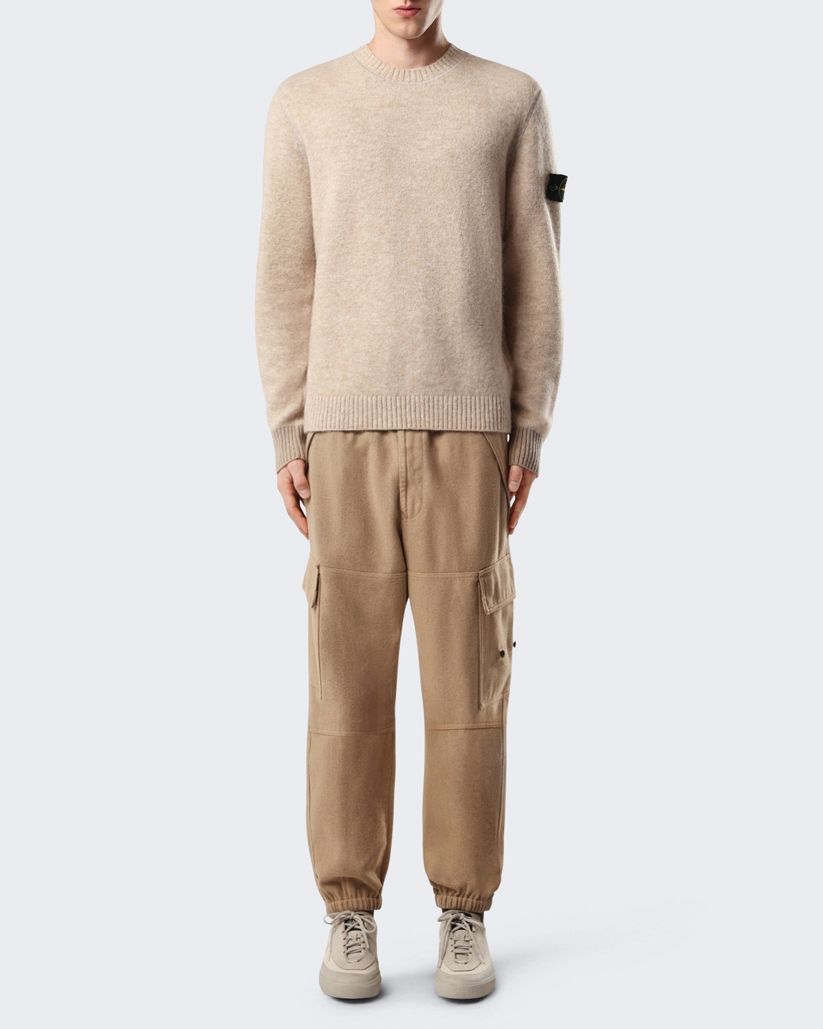 Heren Sweater met ronde hals Beige