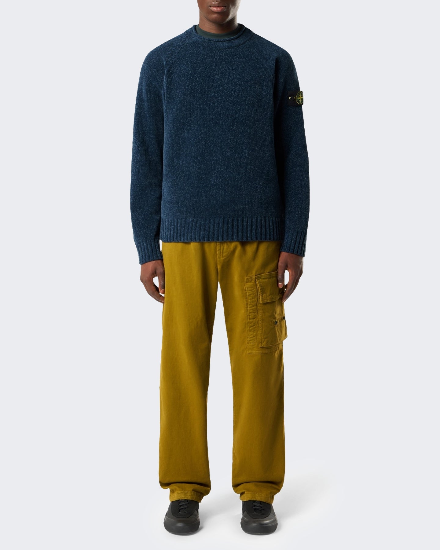 Heren Crew Neck-Steel Blue Melange-V0m2b Blauw