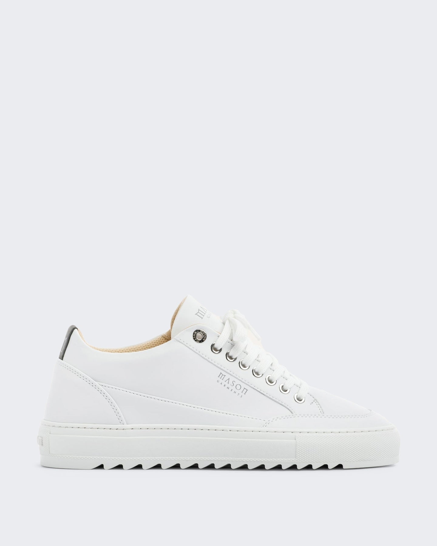 Heren Witte leren sneaker met contrasterende zool Wit