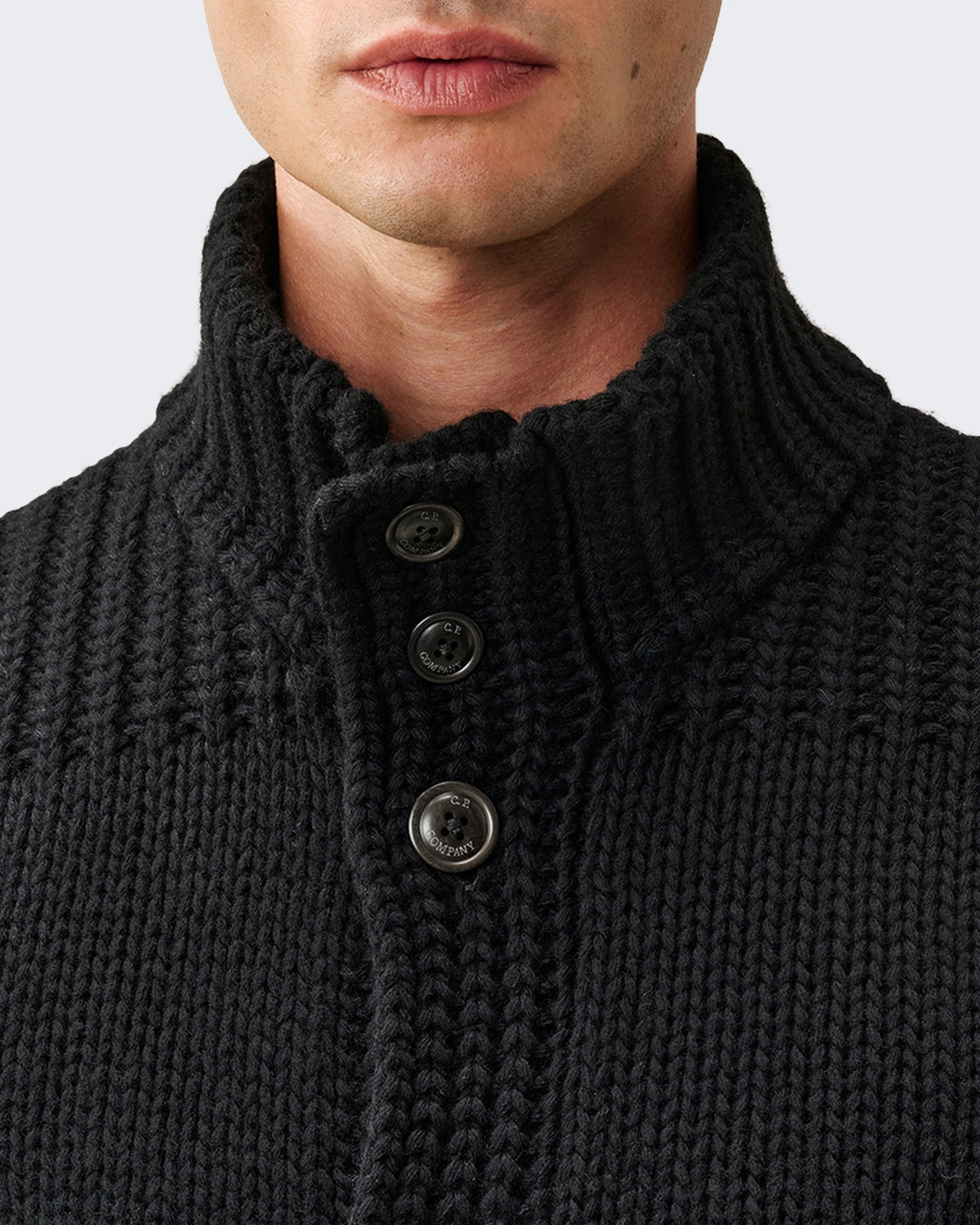 Heren Gebreid vest met knoopsluiting in zwart