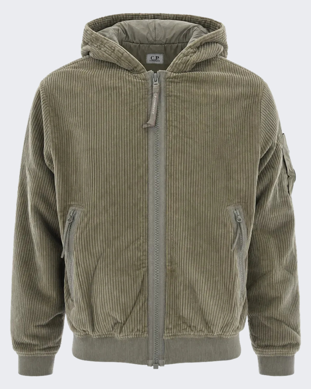 Herren Hoodie met open kraag Steengrijs