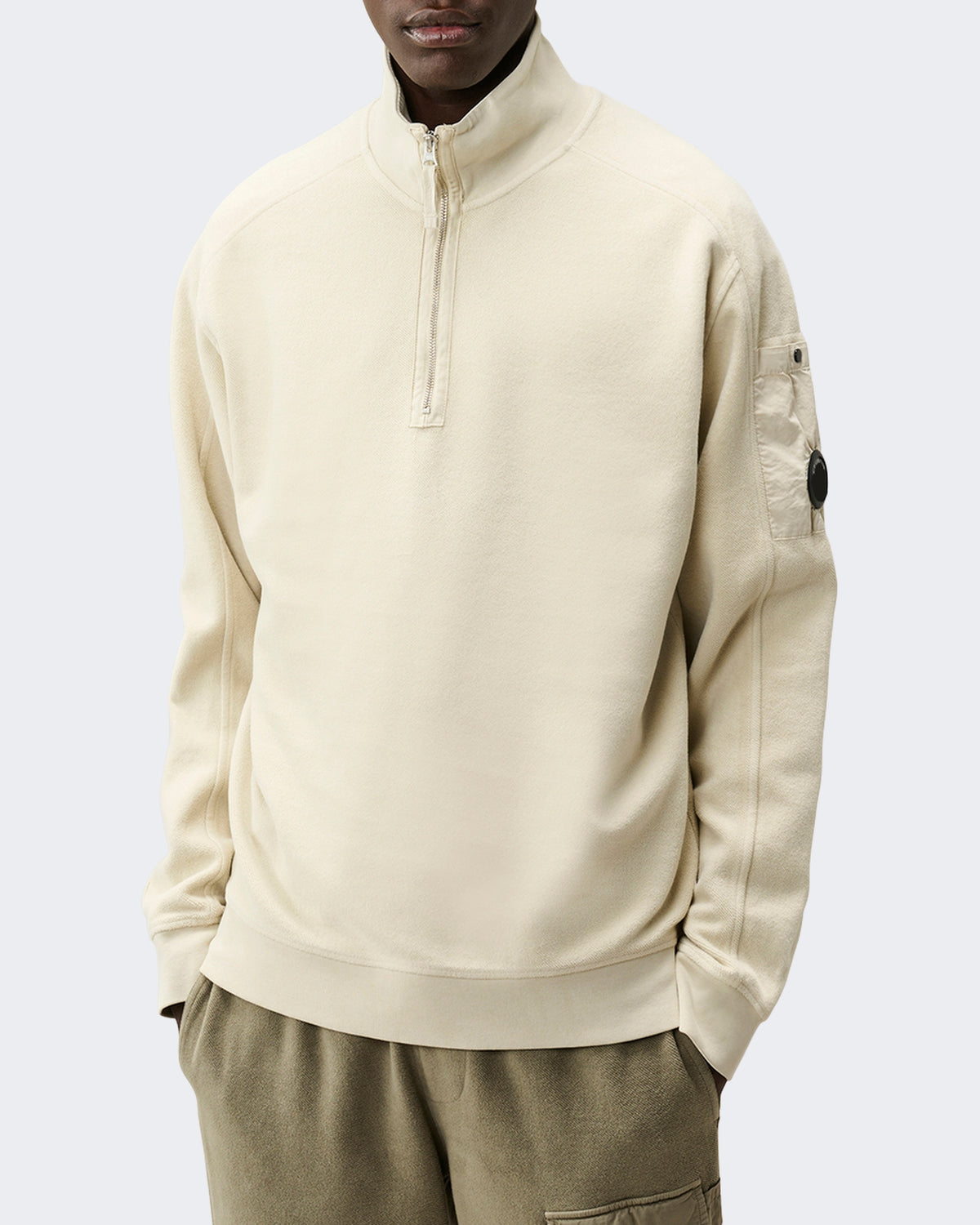 Herren Sweatshirt met polokraag Silber