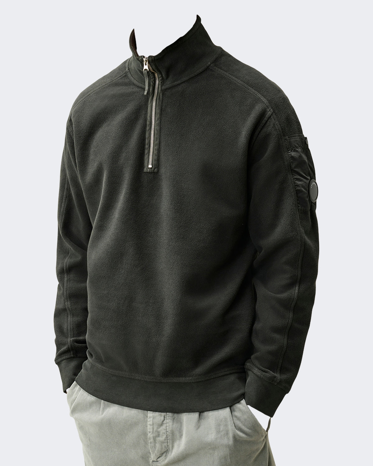 Heren Sweatshirt met polokraag Grijs