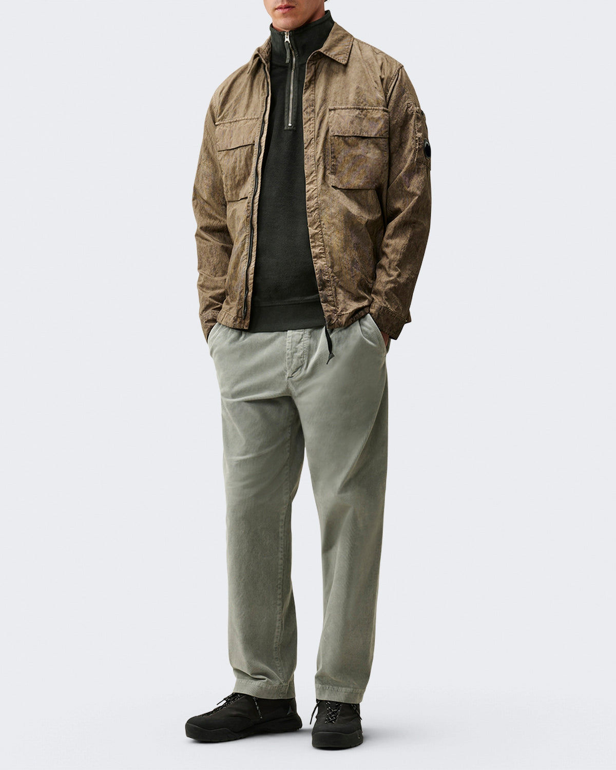 Heren Sweatshirt met polokraag Grijs