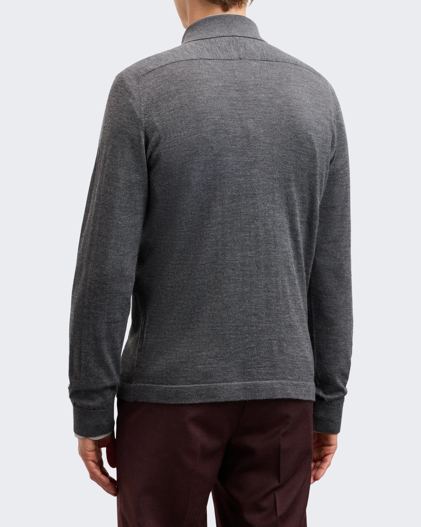 Herren Fijngebreid Strick Pullover in Grau