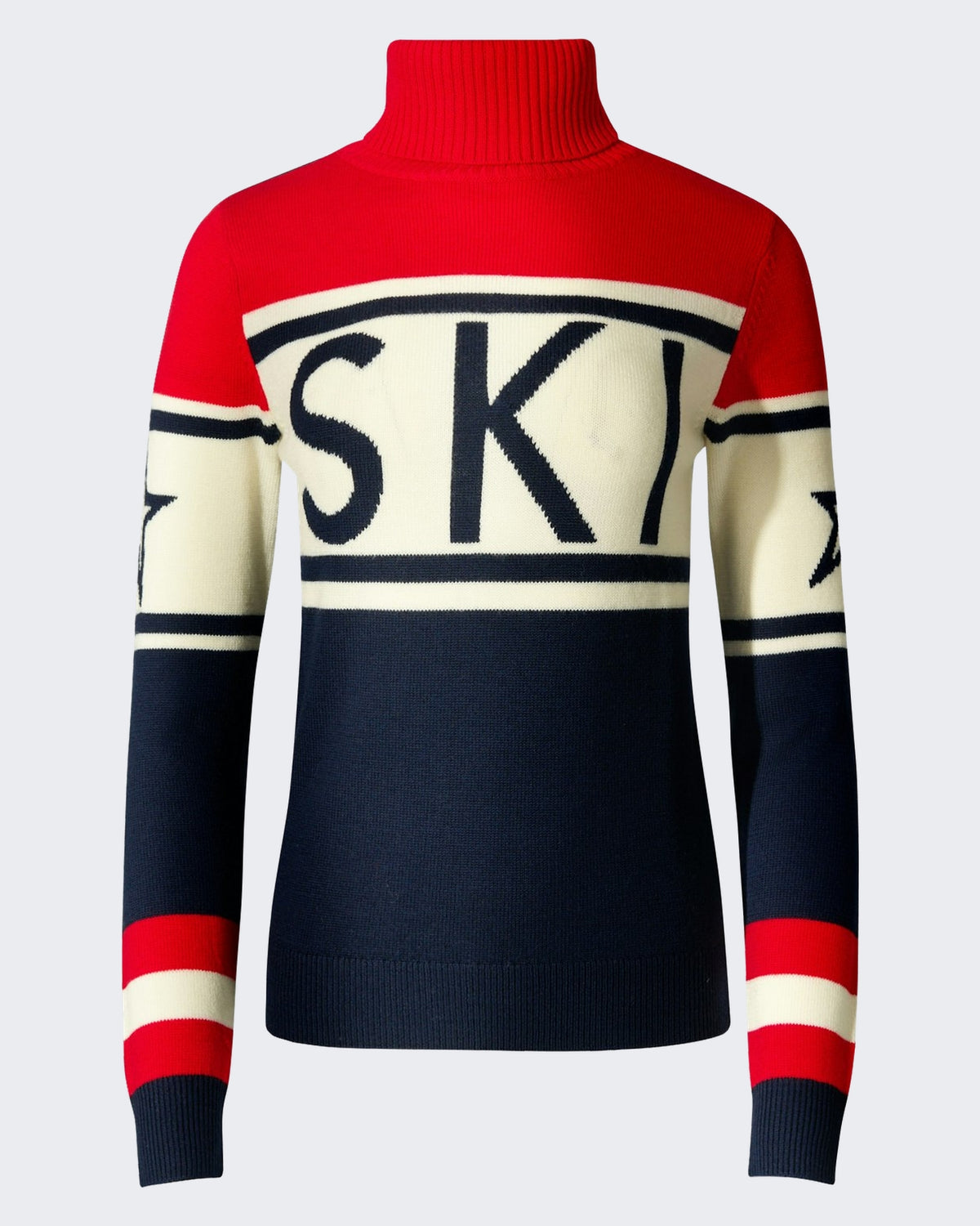 Damen Schild gebreide sweater Rot en Blau