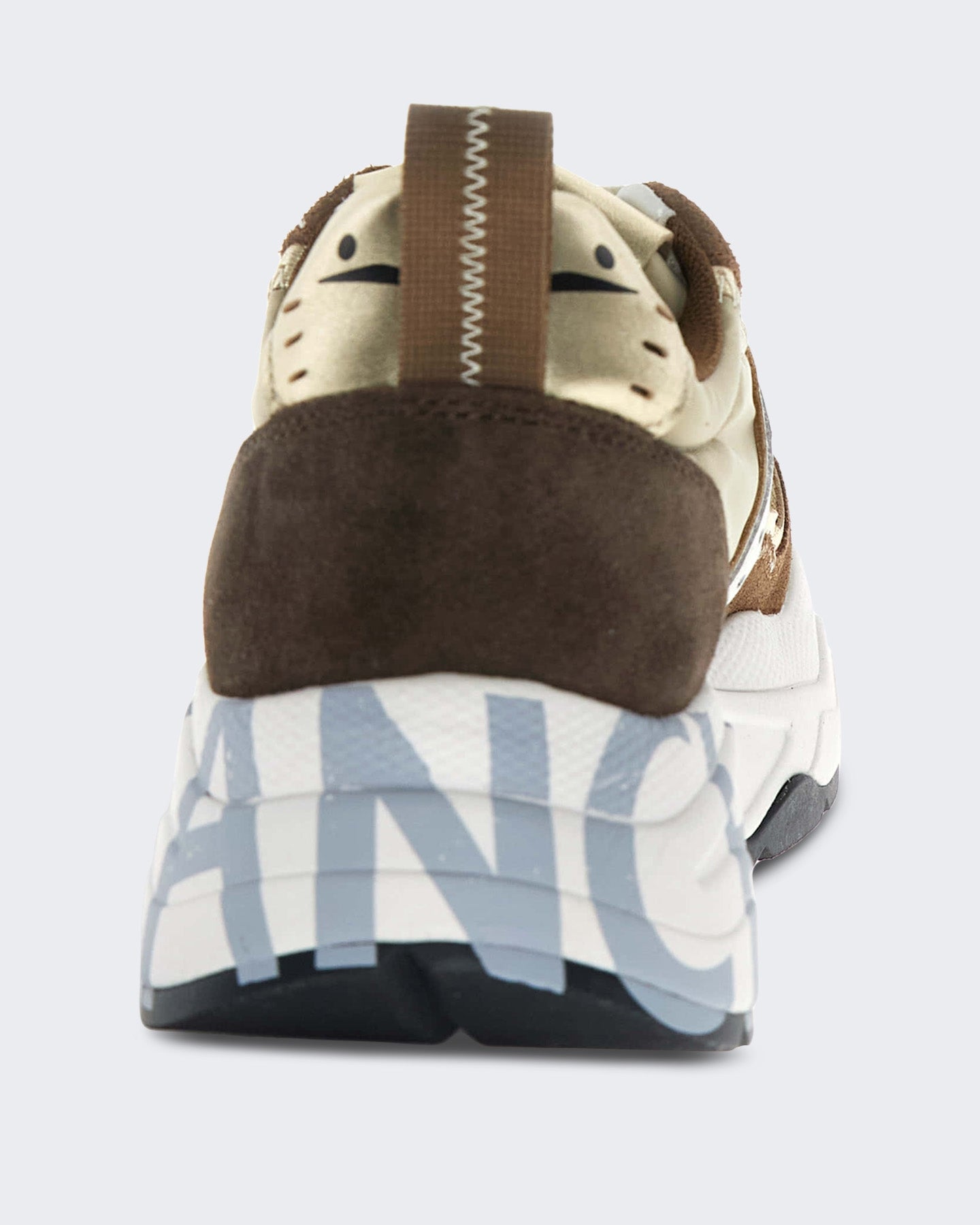 Dames Leren sneaker met vetersluiting Bruin