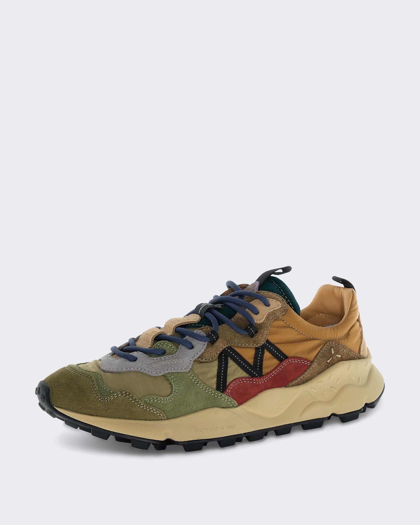 Heren Leren sneaker met suède details Bruin