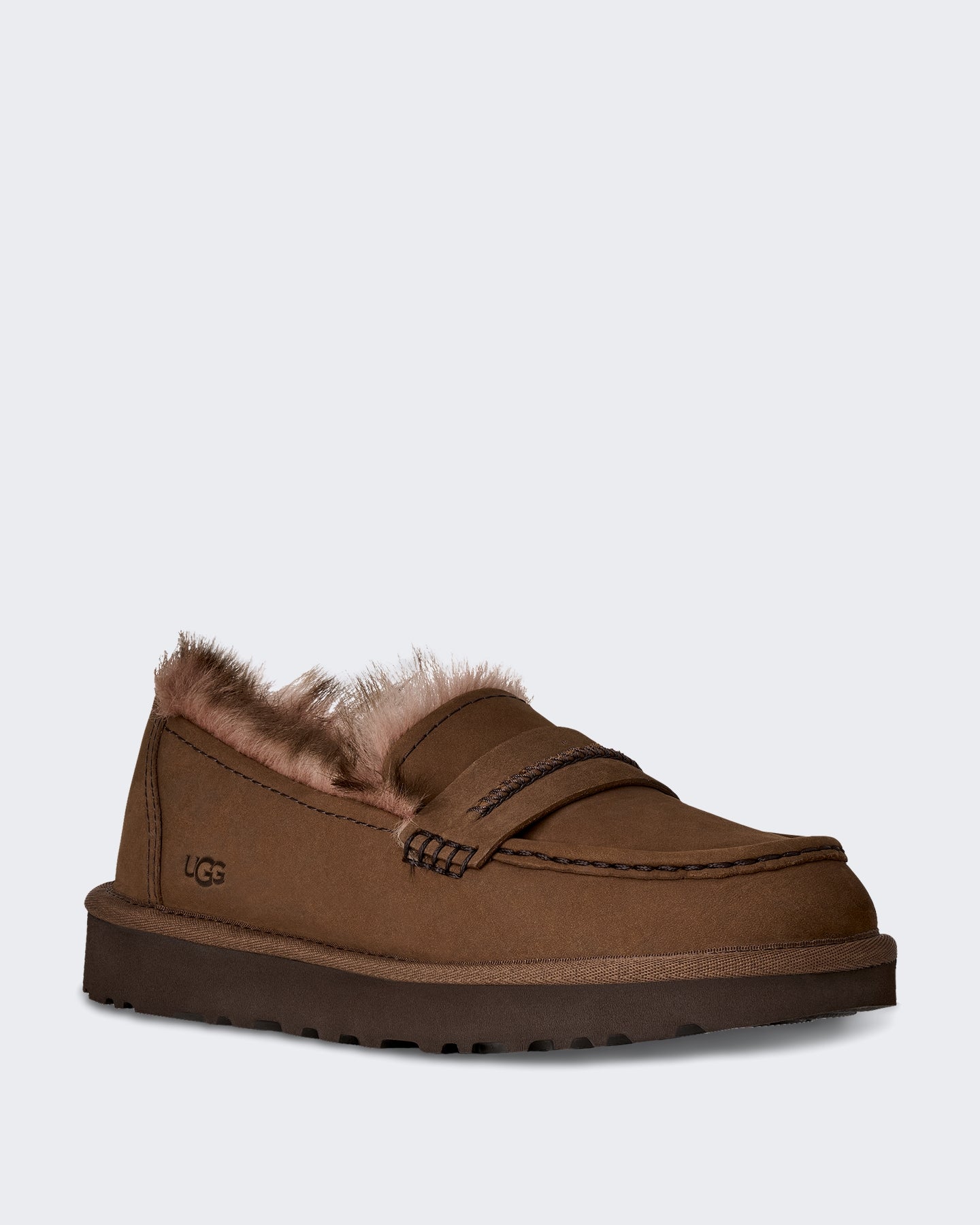 Dames Loafer van nubuck leer in donker Beige