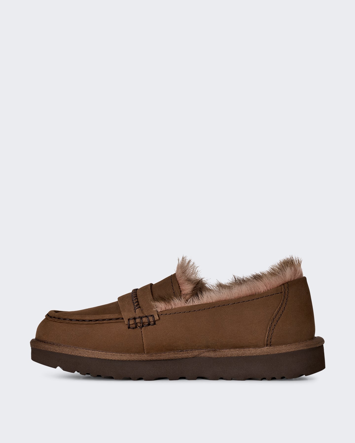 Dames Loafer van nubuck leer in donker Beige