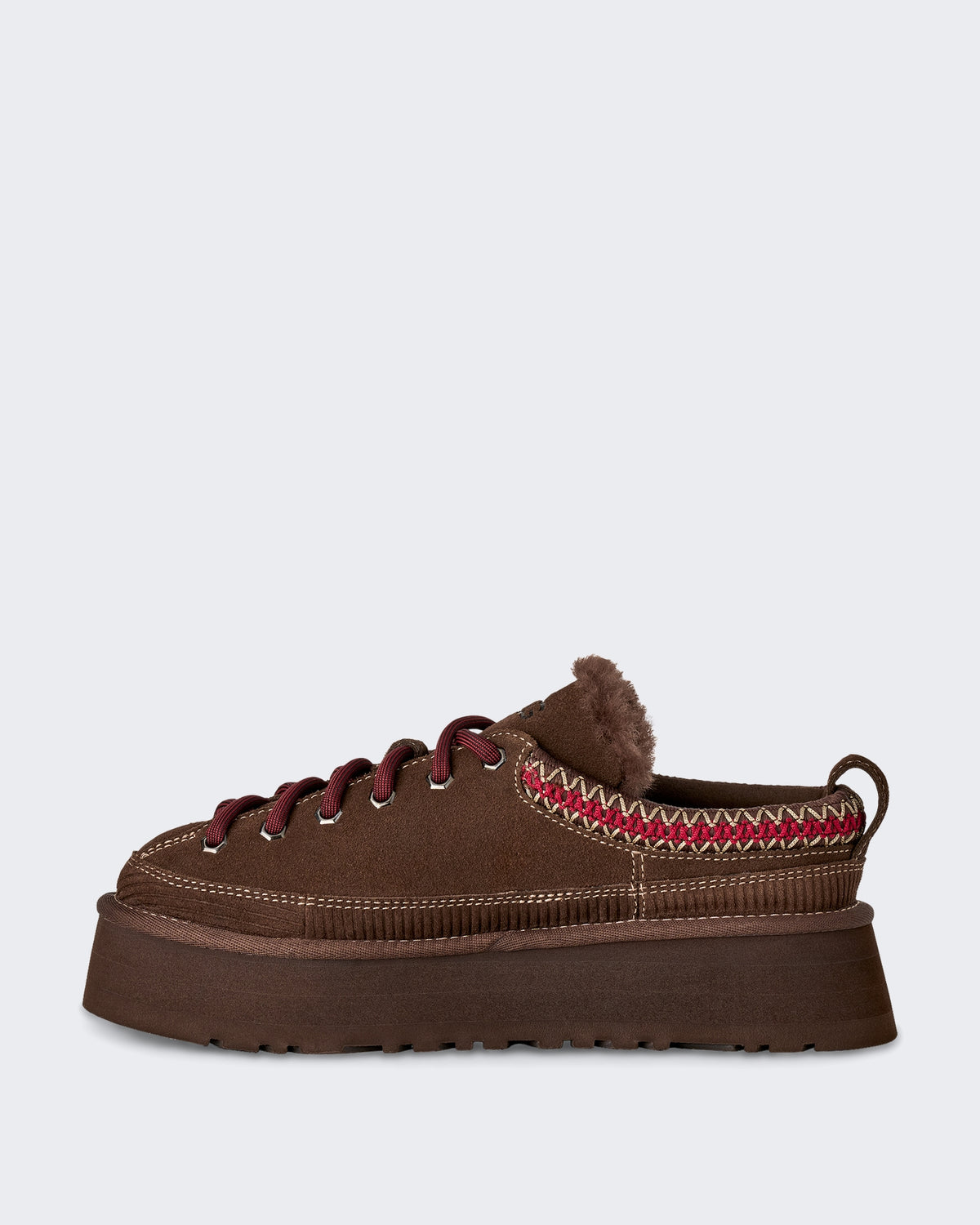 Dames Slipper met vetersluiting en heritage design Verbrand Cederhout