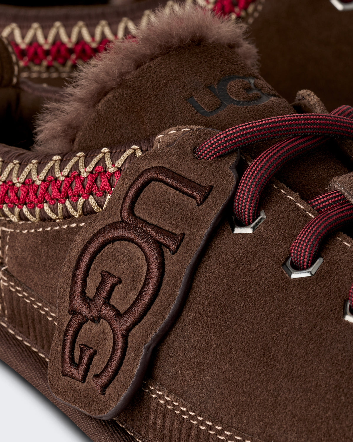 Dames Slipper met vetersluiting en heritage design Verbrand Cederhout