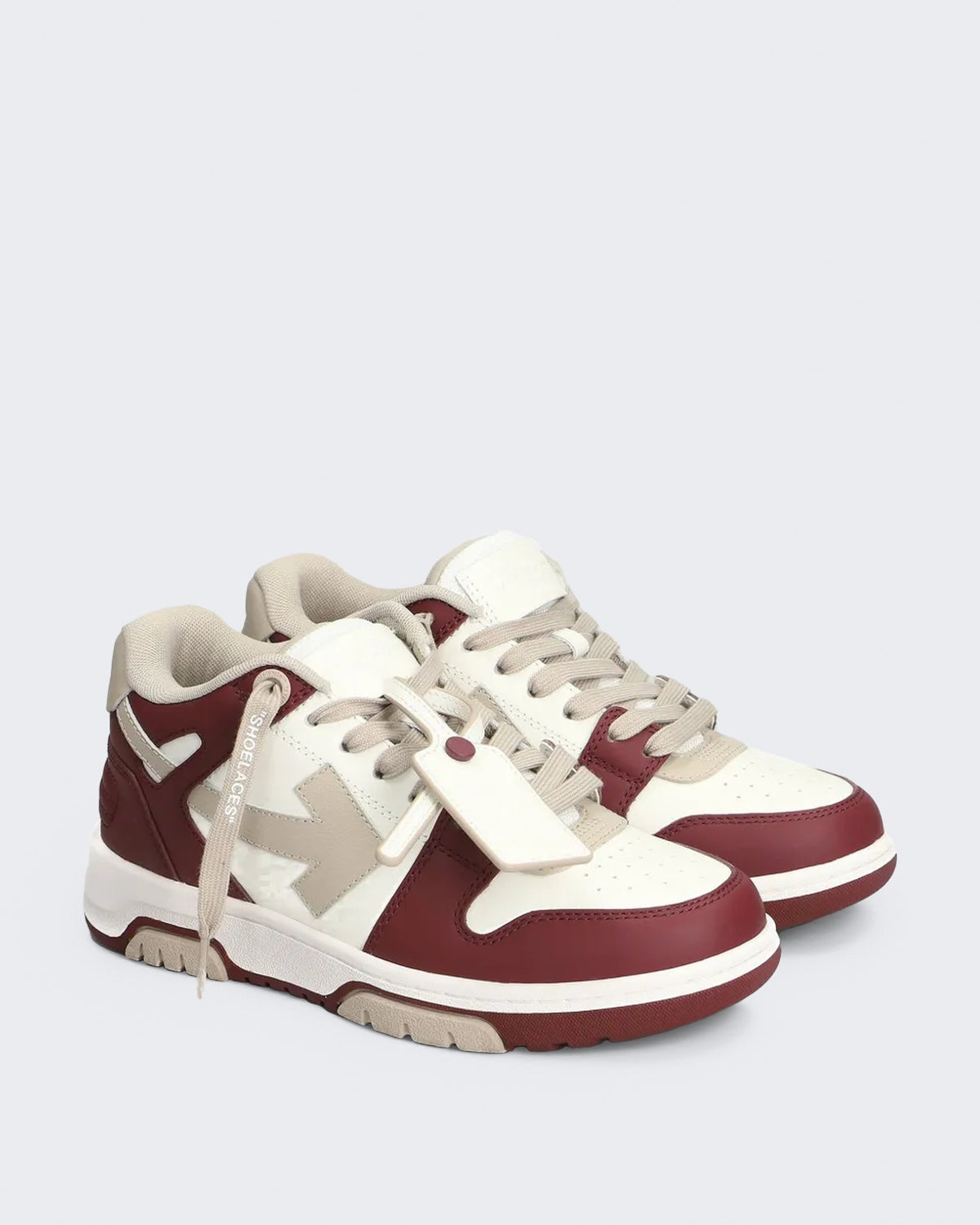 Damen Out Of Office sneaker bordeauxrood met beige Off White