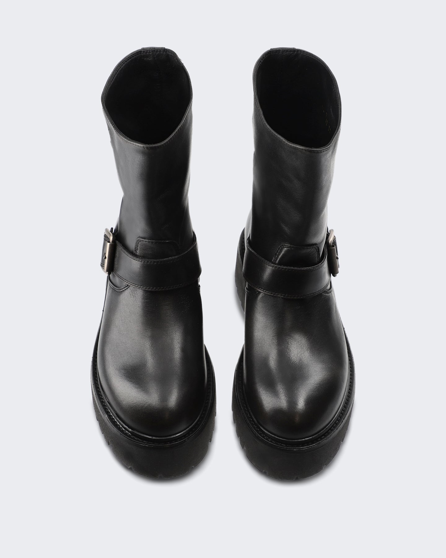 Dames Vintage leren schoen met strakke afwerking Zwart