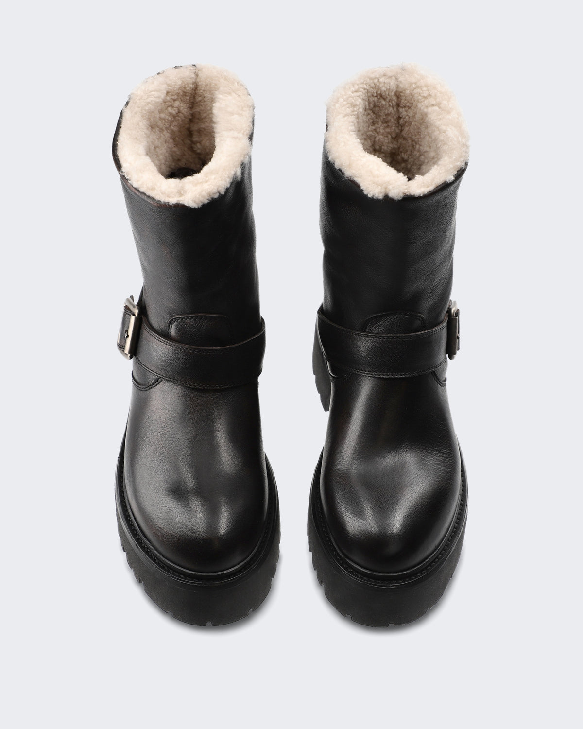Dames Gegraineerd leren schoen met teddy detail Bruin
