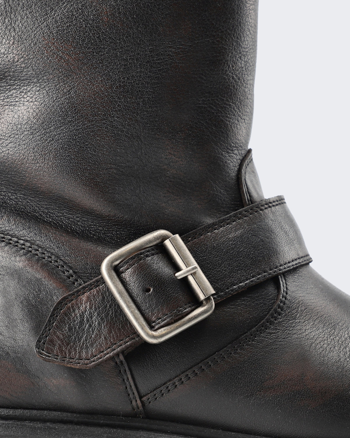 Dames Gegraineerd leren schoen met teddy detail Bruin