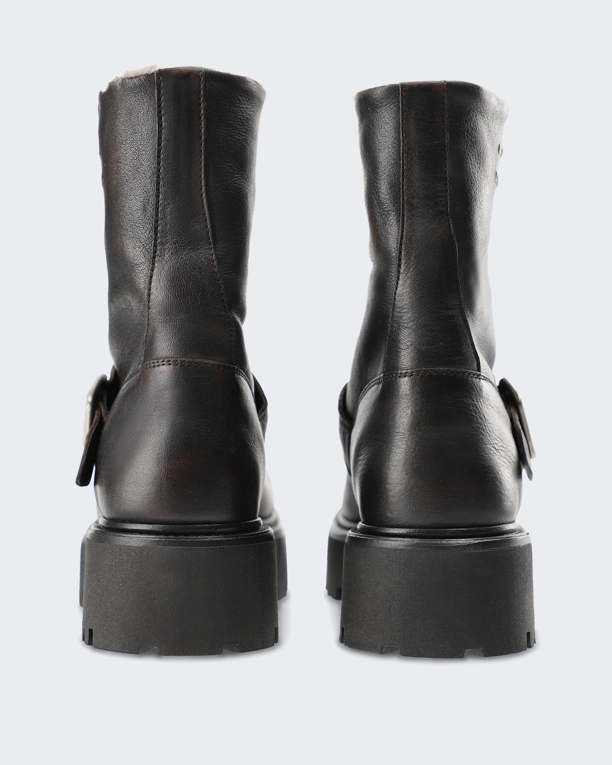 Dames Gegraineerd leren schoen met teddy detail Bruin