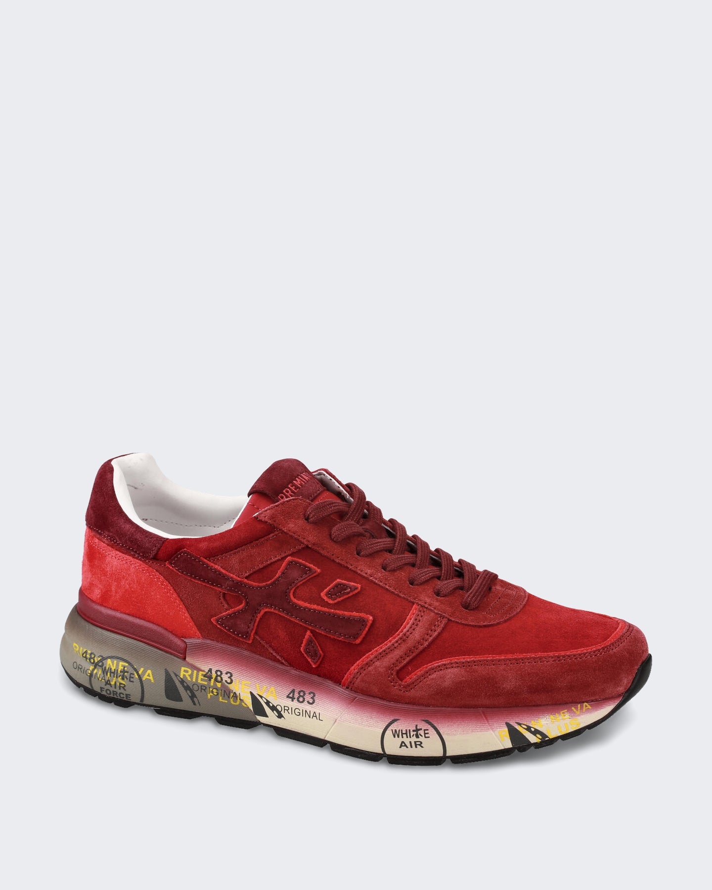 Heren Leren sneaker met vetersluiting Rood