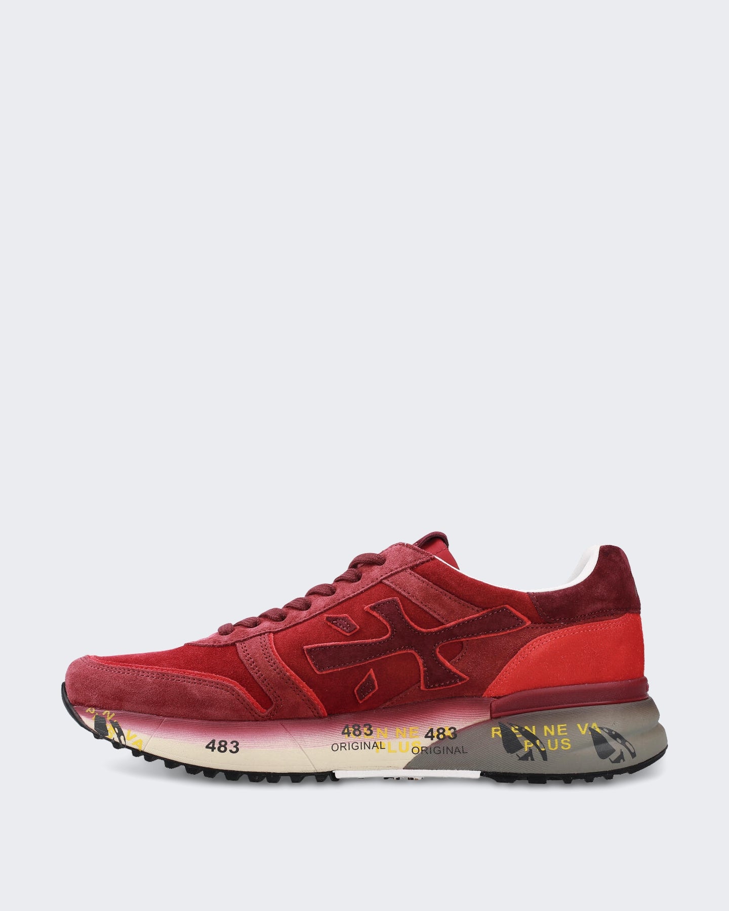Heren Leren sneaker met vetersluiting Rood