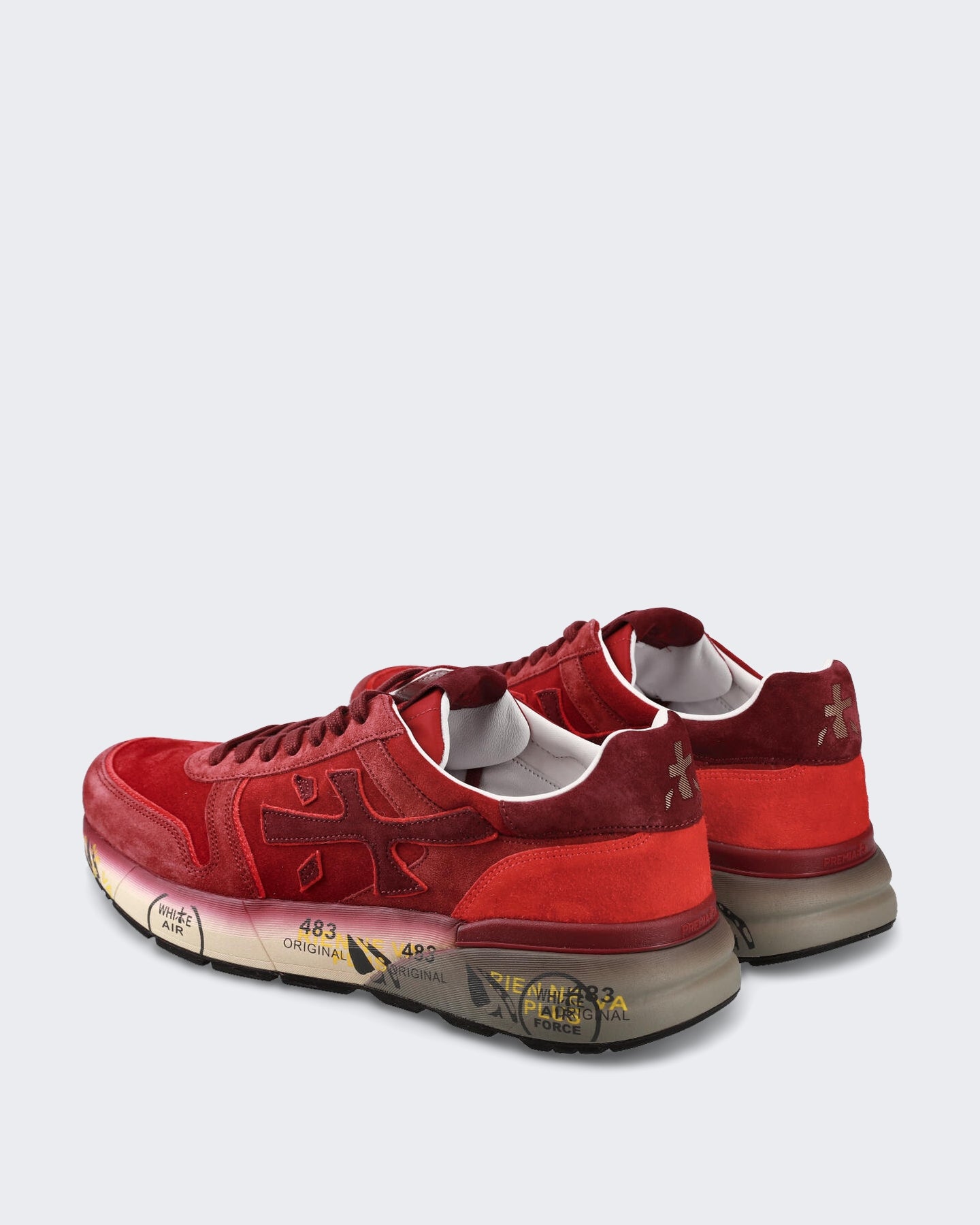 Heren Leren sneaker met vetersluiting Rood