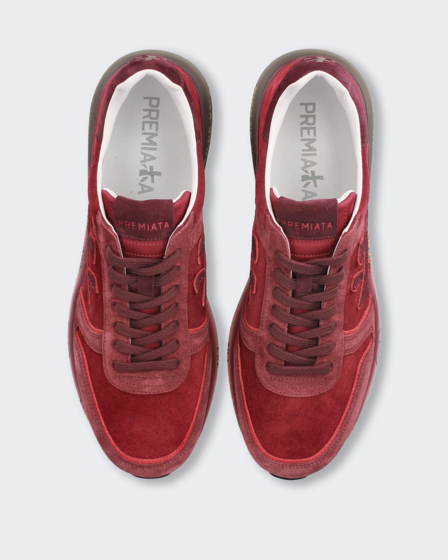 Heren Leren sneaker met vetersluiting Rood